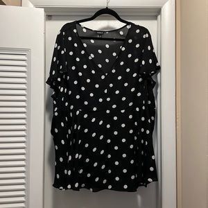 Torrid sheer flutter sleeve polka dot blouse